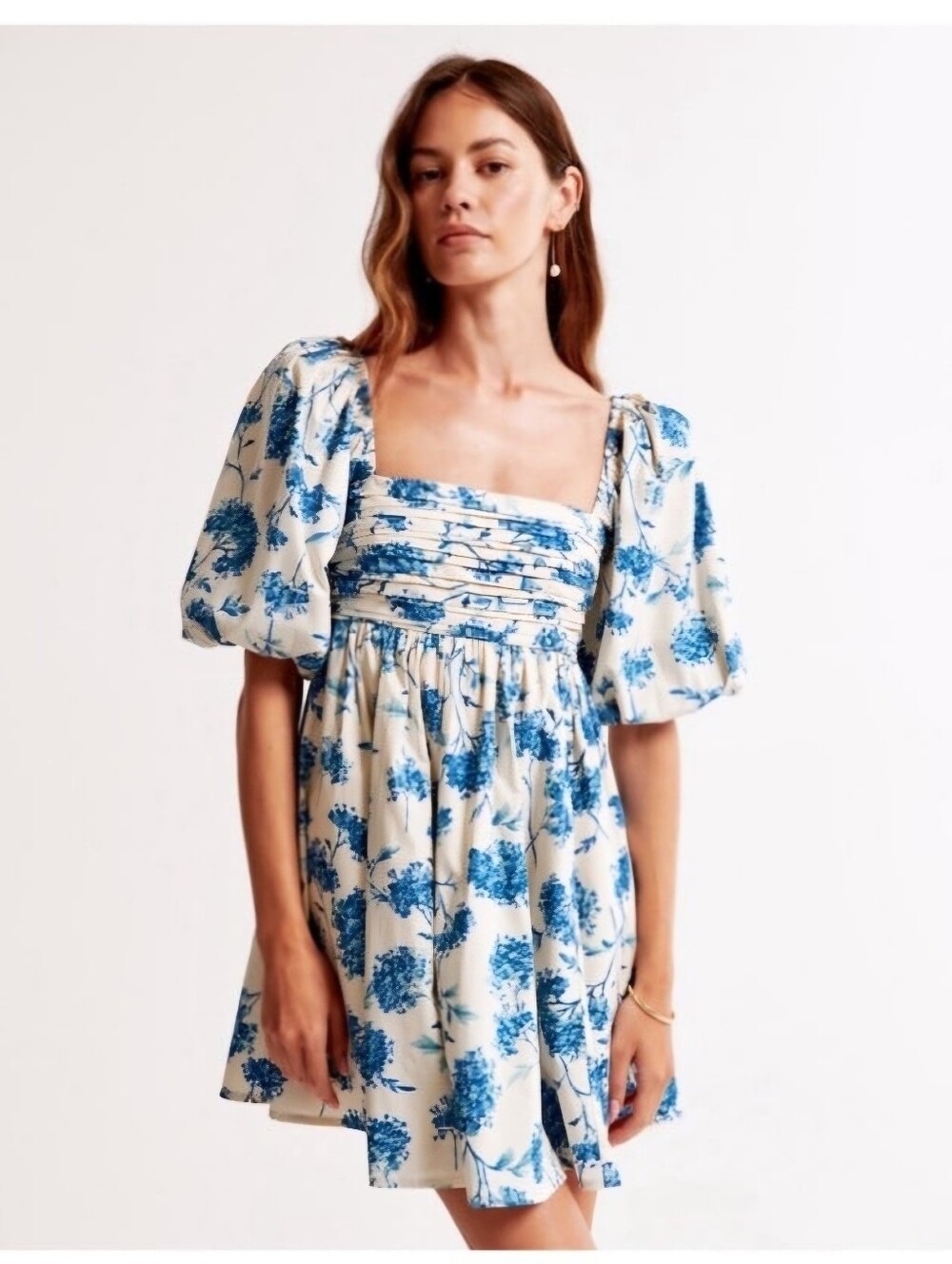 NWT Abercrombie & Fitch Emerson Poplin Puff Sleeve Mini Dress Size XSP Petite